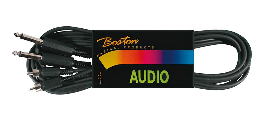 Boston BSG-310-3 Cavo audio, 2x RCA M - 2x jack M mono 6.3mm, 3,00m, nero