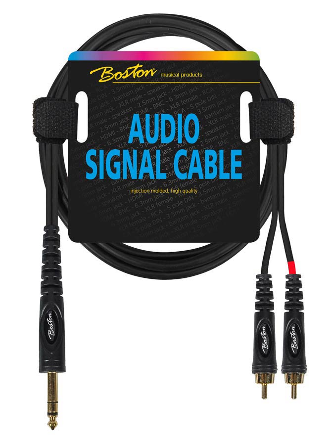 Boston AC-272-030 Cavo audio, 2x RCA M - 1x jack M stereo 6.3mm, 0,30m, nero