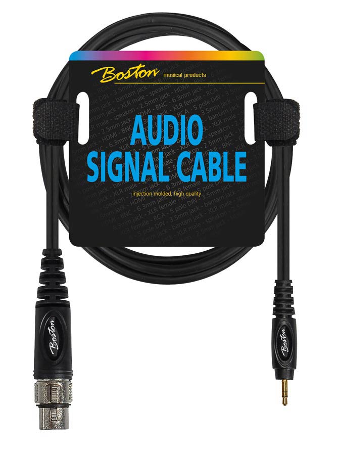 Boston AC-296-030 Cavo audio, 1x XLR F - 1x jack M stereo 3.5mm, 0,30m, nero
