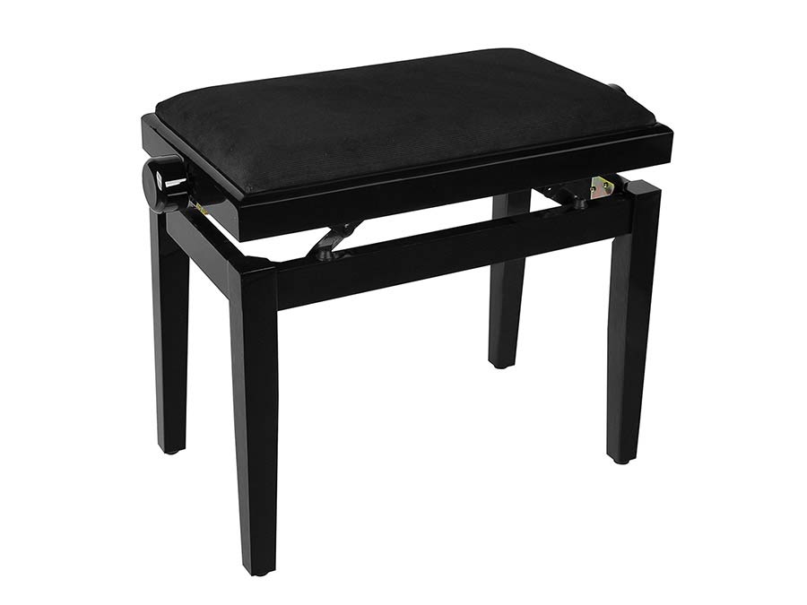 Boston PB1/1020 piano bench with adjustable seat (55,5x32,5x48-56cm), glossy black with black velvet seat