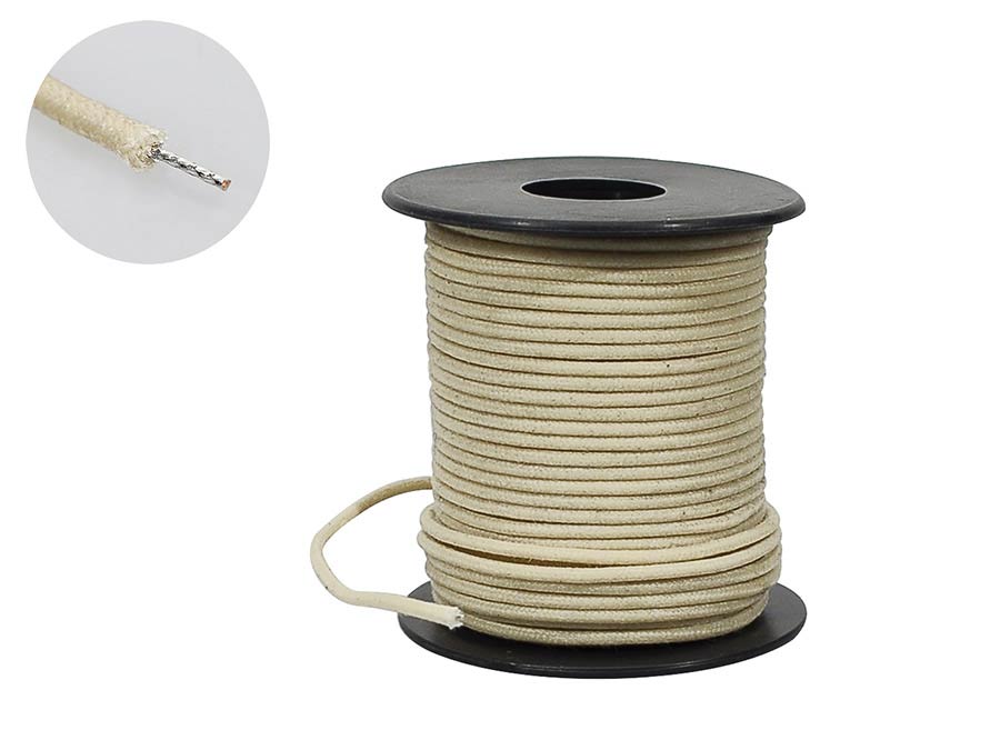 Boston PBW50/WH USA made (Gavitt) waxed cotton braided push back wire, white, 50 feet