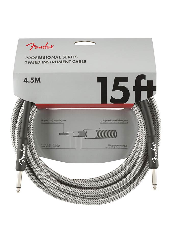 Fender 0990820066 instrument cable, 15ft, white tweed
