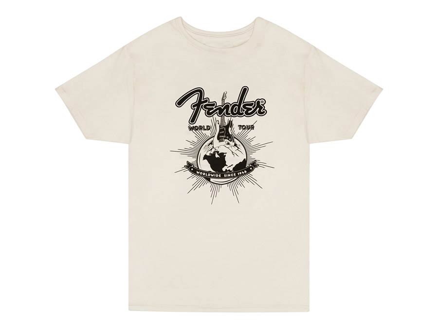 Fender 9192822306 world tour t-shirt, vintage white, S